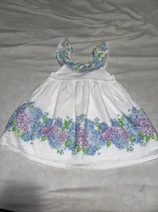 Tommy Bahama Dress Girls Size 5 Ruffled Clipped Swiss Dot Garden Floral - Picture 1 of 7