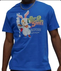 Dance Dance Revolution Retro 90s Video Game Short Sleeve T Shirt Blue Size Large - Picture 1 of 7