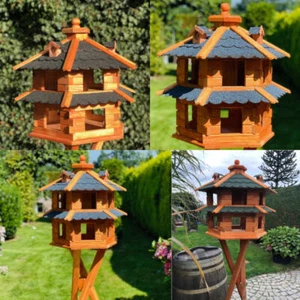 DARLUX Vogelvilla L Sechseck Doppelstock Vogelhaus Braun/ Blau Grün Rot Schwarz - Bild 1 von 9