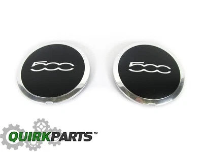2012-2017 FIAT 500 BLACK WITH CHROME TRIM ALLOY WHEEL CENTER CAPS MOPAR GENUINE - Image 1 of 4
