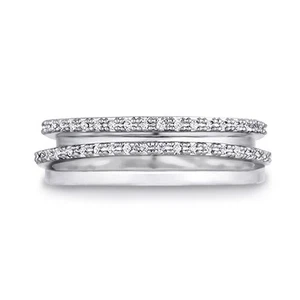 Samie Collection White Gold Plated 0.18ctw CZ Eternity Stacked Ring Band - Picture 1 of 8