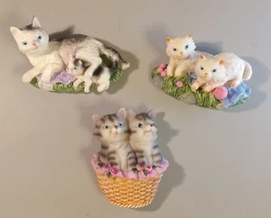 3D Cat Magnets. Kenneth. Set Of 3. 3" Average. Resin. - Picture 1 of 6