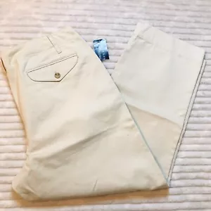 Pantaloni chino donna Ralph Lauren Sport 100% cotone kaki cropped nuovi con etichette taglia 14 32 - Foto 1 di 7