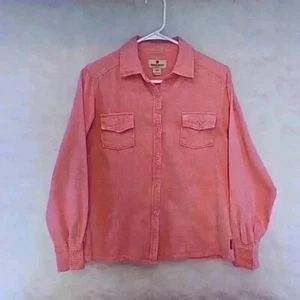 Woolrich Damen Medium Langarm Knopfleiste Baumwolle Tshirt Winter Koralle Meliert - Bild 1 von 6