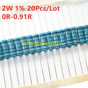 20Pcs 2W 2 Watt Metal Film Resistor ±1% 0.1 -0.91 Ω Ohm 0.1R- 0.91R 0.22R 0.47R - Picture 1 of 3