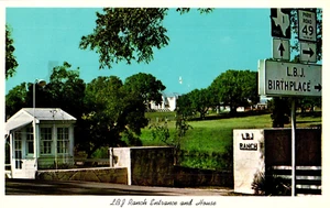 Dr Jim Stamps Postcard LBJ Ranch Entrance and House Unposted - Picture 1 of 2
