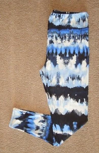 LuLaRoe OS Stunning Black White and Multi BLUE Tie Dye ~ STUNNING RARE Leggings - Picture 1 of 2