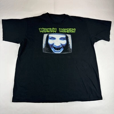 Camiseta Marilyn Manson Para Hombre XL Negra Manga Corta Cuello Redondo Y2K 2000s Rock Goth Foto 1 de 4