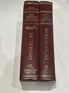 World Atlas & Dictionary 2nd Desk Ref Rand McNally American Heritage Slipcase - Picture 1 of 7
