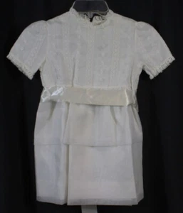 Vtg Girls Dress Irving Mack First Communion Easter Eyelit Lace Satin Ivory Sz 4 - Picture 1 of 13