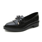 Classic Girls Tassel Bowtie Shoes Faux Leather Loafers Pointed Toe Big Size