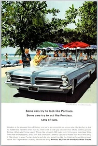 PRINT AD 1965 Pontiac 65 Catalina Convertible Beach Scene 6.75" x 10" - Picture 1 of 1