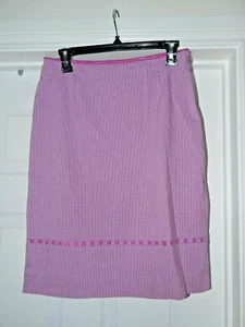 Next Skirt Check Pink White Size 12 Cotton Blend Summer Classic A-Line Holiday - Picture 1 of 9