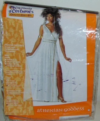 California Disfraces Adulto XL Diosa Ateniense Blanco Dorado Vestido Vestido Halloween Foto 1 de 3