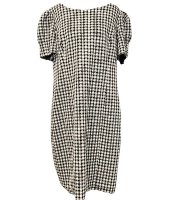 Vestido vaina Andrew Marc para mujer blanco y negro a cuadros manga corta, talla 16 Foto 1 de 4