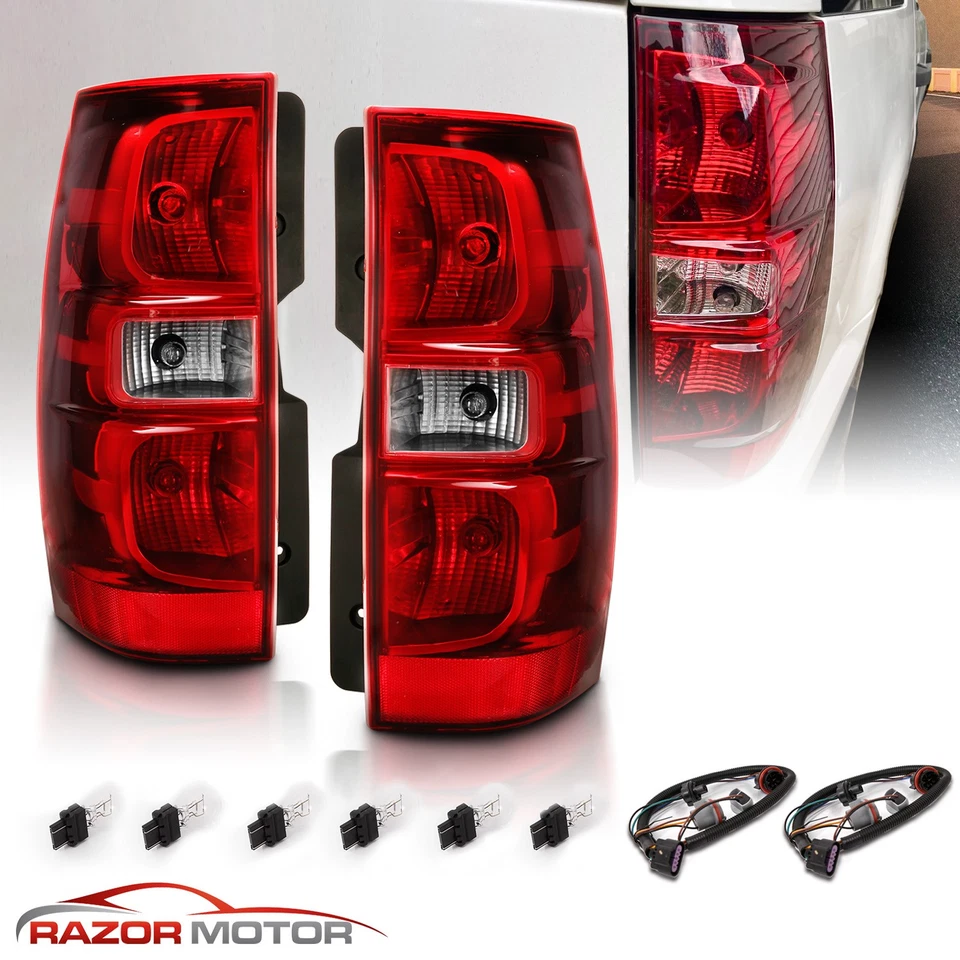 Par de lanternas traseiras de substituição vermelhas claras Chevy Suburban Tahoe 2007-2014 - Imagem 1 de 4