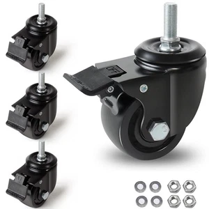 3 inch Stem Caster Wheels 4400lbs, Threaded Stem Casters Set of 4 UNC 3/8-16x1 - Picture 1 of 7