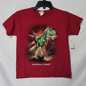 NEW XS - UNIVERSAL STUDIOS Wine Red Graphic Print T-Rex Dinosaur T-Shirt, Cotton - Picture 1 of 6