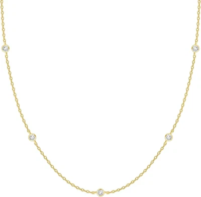 Collar Estación Chapado en Oro 14K - Collares Capas Diamantes Simulados - Mujer Foto 1 de 4