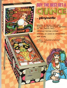 CHANCE Original Flipper Flyer Prospekt PLAYMATIC 1978 - Bild 1 von 2