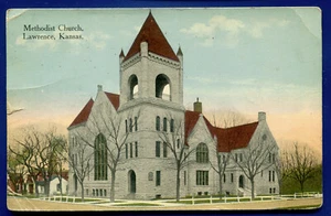 Methodistische Kirche Lawrence Kansas ks alte Postkarte - Bild 1 von 2