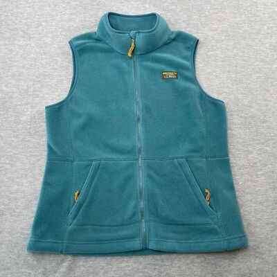 LL Bean Mountain Classic Fleece Vest Women L Teal Kathadin Logo Storm 504675 - Image 1 of 4