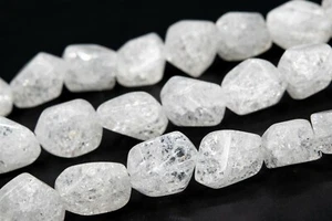 15x11MM White Crystal Quartz Crack Pattern Faceted Nugget Grade AAA Natural Bead - Picture 1 of 4