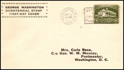 Scott U523 - 1 Cent Mount Vernon Carla Rose FDC Typed Address Planty U523-5 - Image 1 of 2