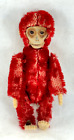 Vintage Schuco Red Mohair Monkey Perfume Bottle with Stopper - All Original