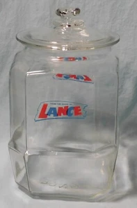 1930er Vintage Lanze Cracker Keks Vorratsdose 8-seitig mit geprägtem Glasdeckel 12" - Bild 1 von 13