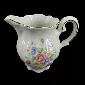 Vintage JIB US Zone Creamer Pitcher Pink Rose Floral Shabby Chic Gold Rim - Picture 1 of 4