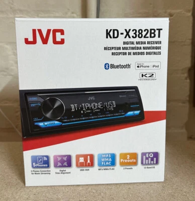 JVC Bluetooth Digital Media Receiver Car Radio Stereo USB Bluetooth KD-X382BT - Image 1 of 4