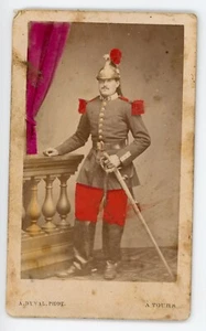 PHOTO CDV Duval à TOURS, un DRAGON du 3ème regiment hand tinted circa 1860 - Picture 1 of 2