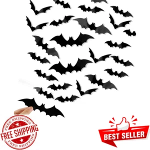Bats Wall Decor,120 Pcs 3D Bat Halloween Decoration Stickers, Home Decor-4 Sizes - Picture 1 of 6
