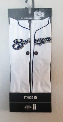 NUEVO CON ETIQUETAS Stance MLB Milwaukee Brewers Hombres Camiseta local Calcetines L Blanco Precio de venta sugerido por el fabricante $18 Foto 1 de 2