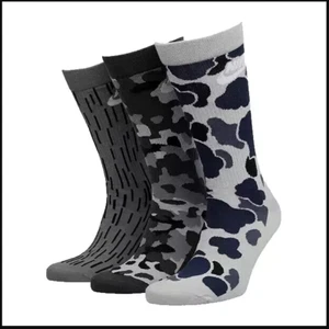 Nike Everyday Essential Crew Socks L 3 Pack Grey Blue Camo Men's 8 - 12 Dri-Fit - Picture 1 of 4