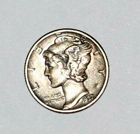 1937 Mercury Dime Full Band 90% Silver in Excellent Condition Errored, DD Cover