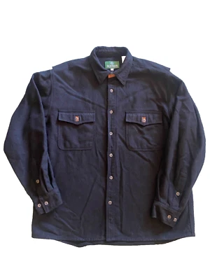 Schnee’s Rifleman Black Wool w/ Leather Trim Over Shirt Mens L Flannel Jacket - Image 1 of 4