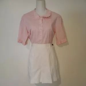 Vtg Laura Ashley Shorts White High Waisted Chino White 90's Cottagecore Size 8 - Picture 1 of 10