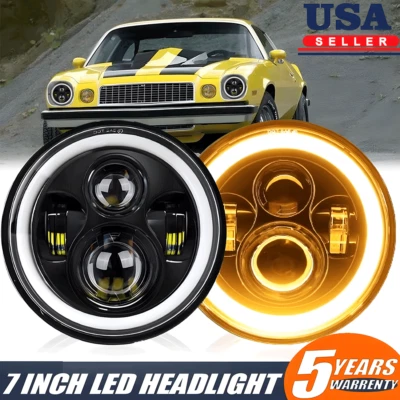 Par de faros LED redondos de 7" para Chevrolet Camaro 1967-1981 El Camino 1971-1975 Foto 1 de 4