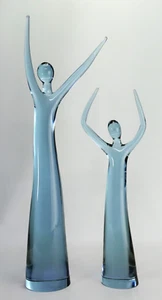 Murano Glass Sculptures Ballerina Pair Signed Vintage 1973 - Picture 1 of 12