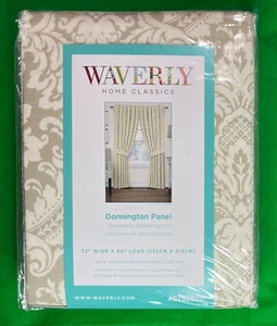 One New Waverly Home Donnington Linen Back Tab Panel Single 52 x 84 Beige Floral - Picture 1 of 4