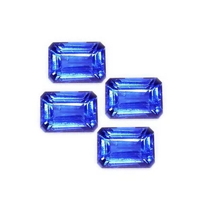 Lote de 4 gemas sueltas de tanzanita azul natural 8-10 quilates certificadas corte esmeralda WT19 - Imagen 1 de 10