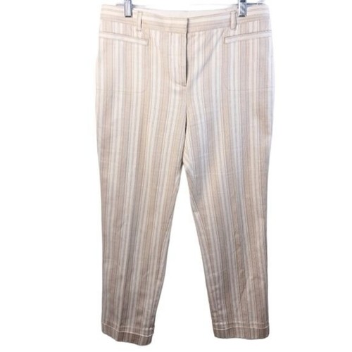 Pantaloni eleganti donna Tory Burch avorio e beige con disegni a righe taglia 6