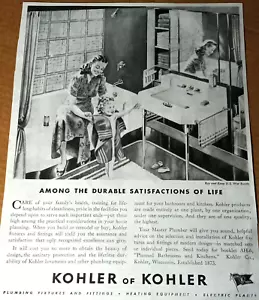 1945 anuncio impreso - Kohler plomería madre niño familia hogar arte obras de arte publicidad - Imagen 1 de 3