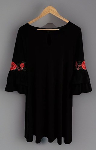 Abito ALYX ricamato floreale manica svolazzante collo buco della serratura tasche laterali medio