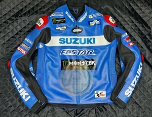 Suzuki Ecstar Motorbike Jacket Motorcycle Sports Racing Cowhide Leather Jacket - Picture 1 of 4