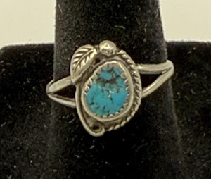 Anillo turquesa navajo de plata esterlina nativa americana - Imagen 1 de 4