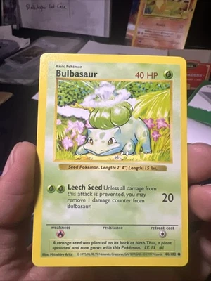 Pokémon TCG Bulbasaur Shadowless Base Set Common Card LP - Image 1 of 2