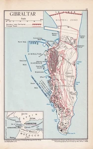 MAP PLATE 13 „GIBRALTAR“ 21,5 cm x 13,5 cm, Photolithographed and Pronted by War - Picture 1 of 1
